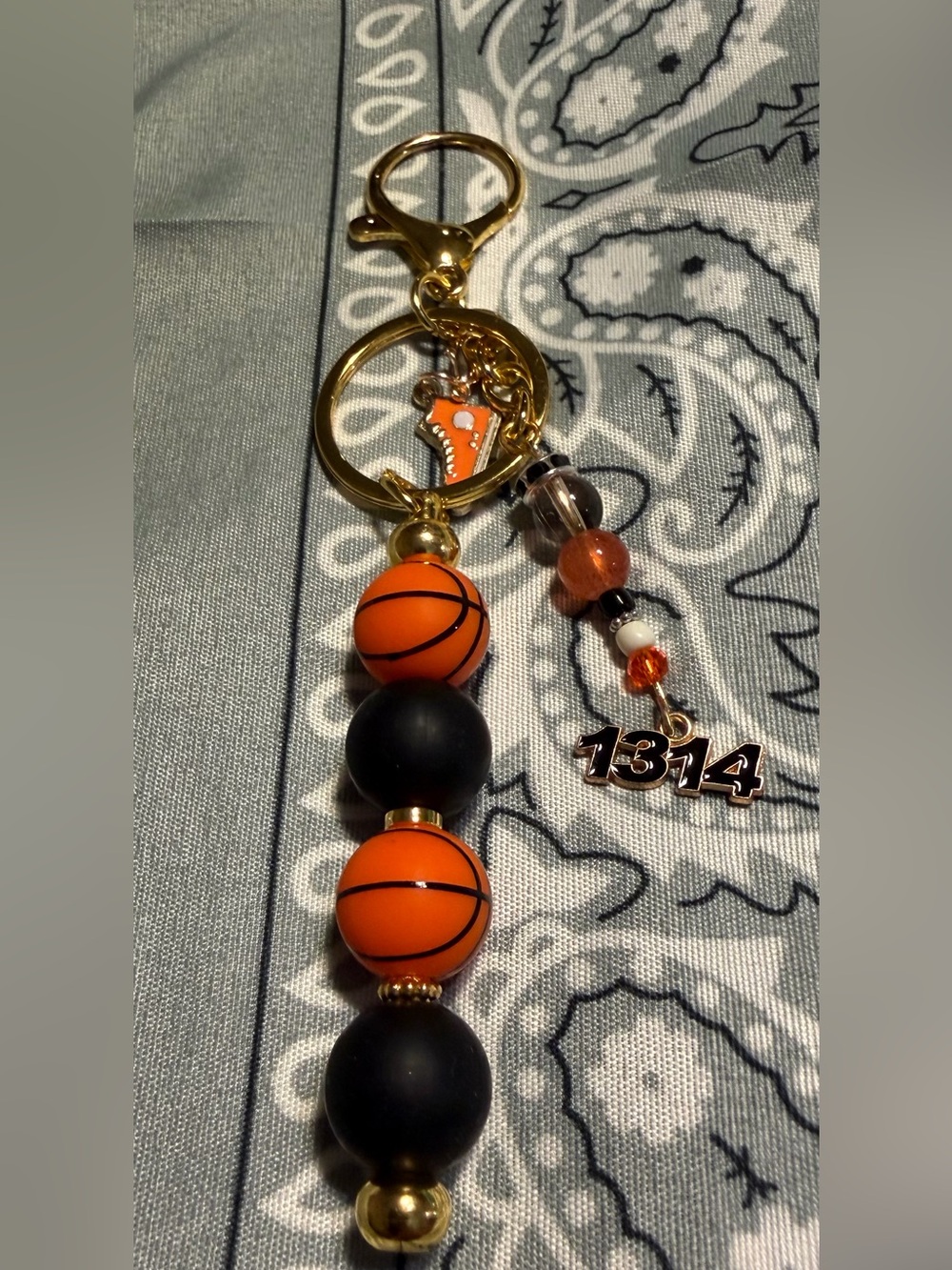 Unbranded Kids Orange Basketball Bead Keychain Charm